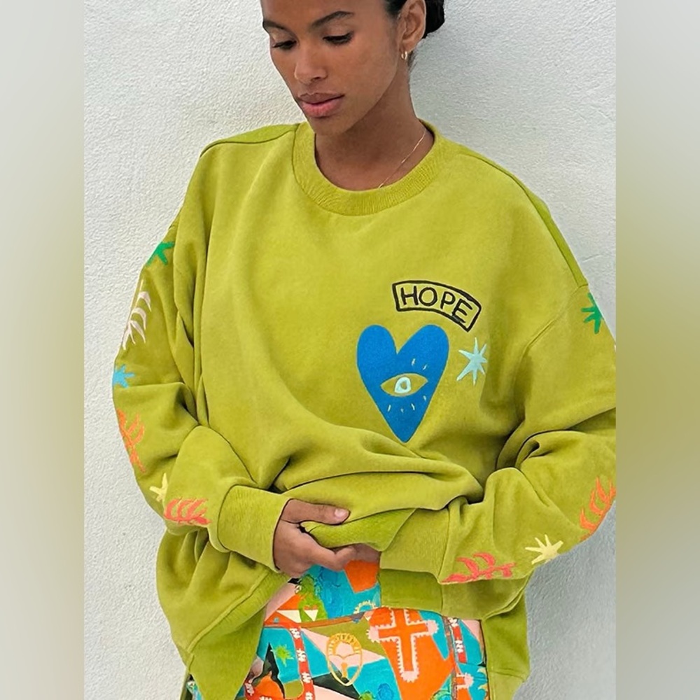 Never Fully Dressed Hope Green Sweatshirt NWT SOLD OUT SZ 4